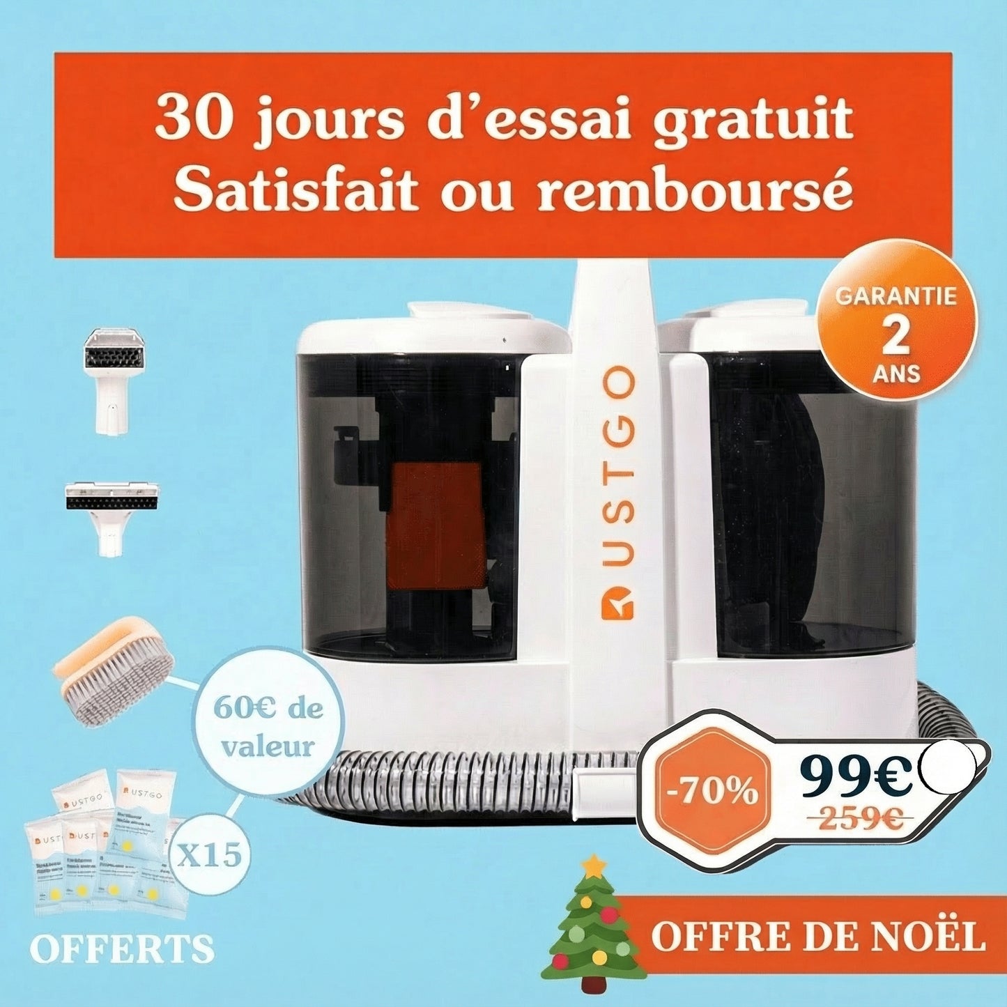 Shampouineuse Dustgo + Détergents Offerts