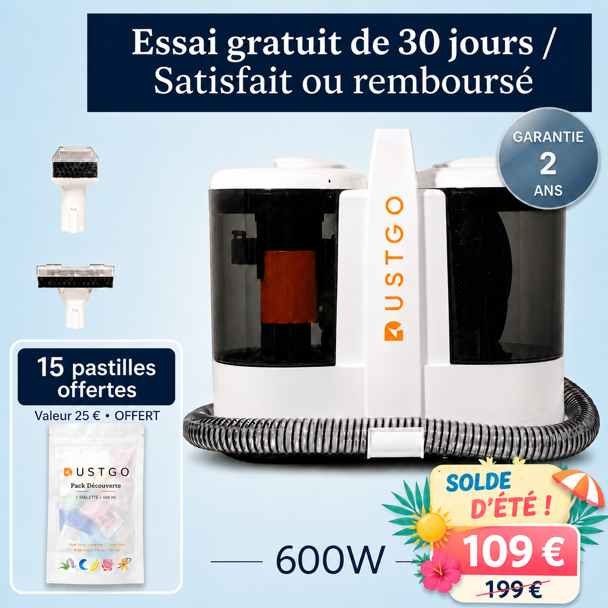 Shampouineuse Dustgo + Détergents Offerts