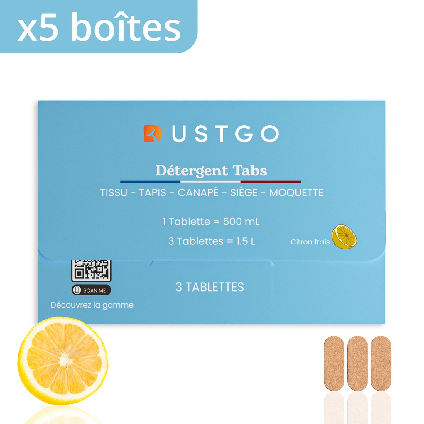 Pack de 5 boîtes de détergent (15 Pastilles)