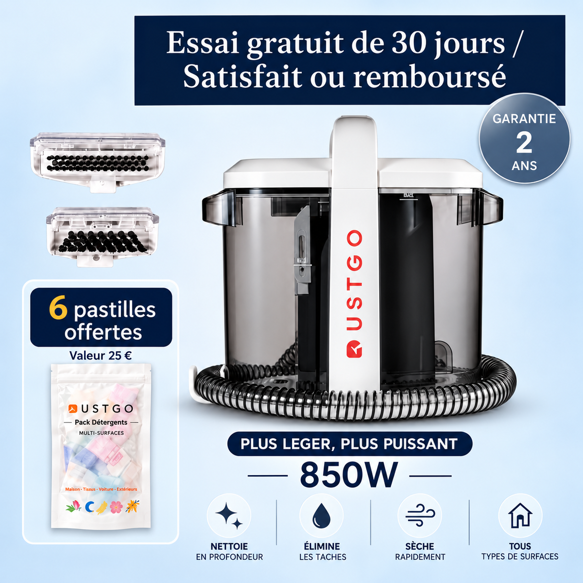 Shampouineuse Dustgo Ultra 2 + Détergents Offerts