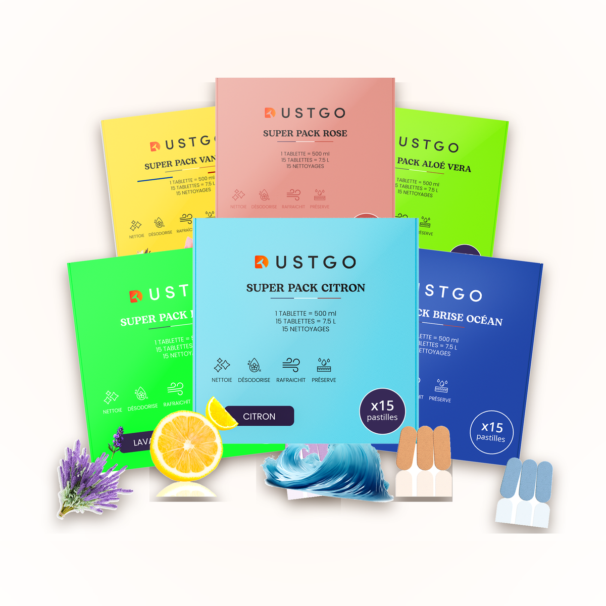 Pack Année DustGo — 120 pastilles de détergent, 6 parfums