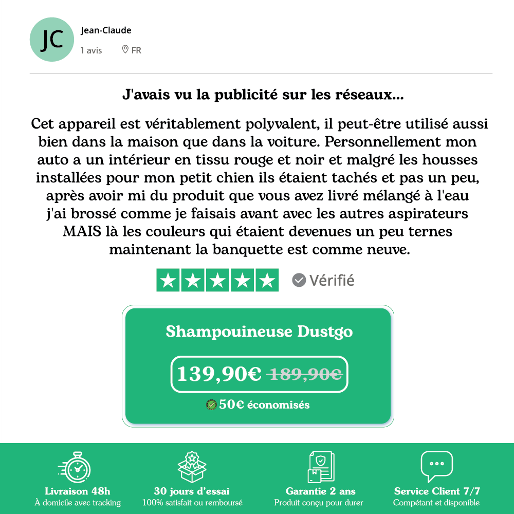 Shampouineuse DustGo + Détergent OFFERT