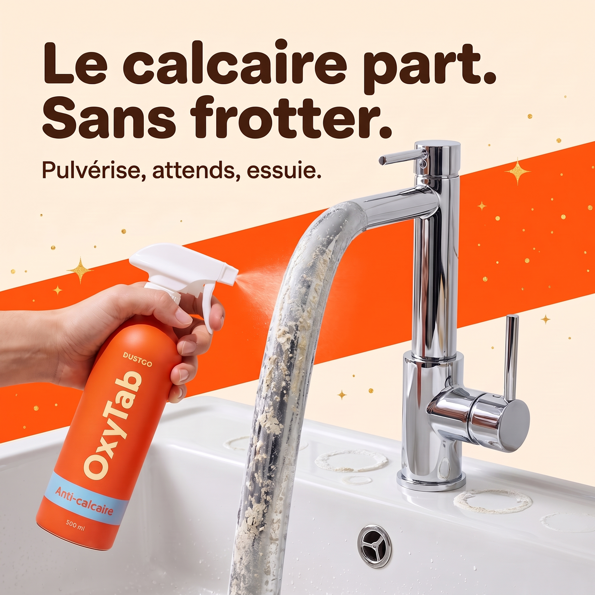 Le calcaire part sans frotter
