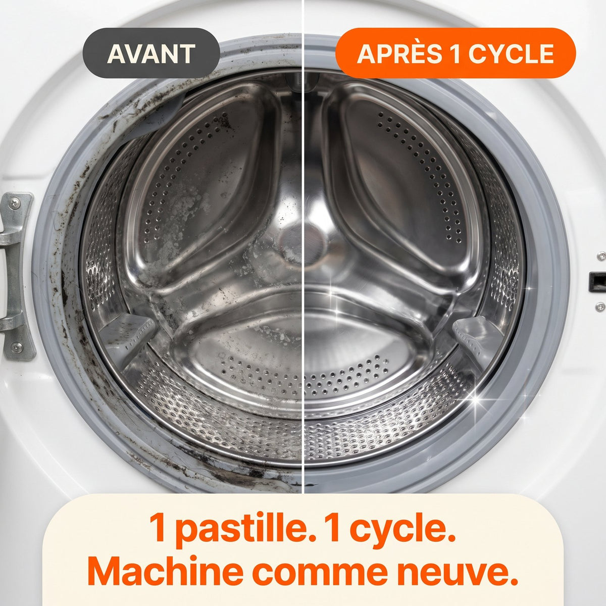Avant après machine à laver OxyZyme