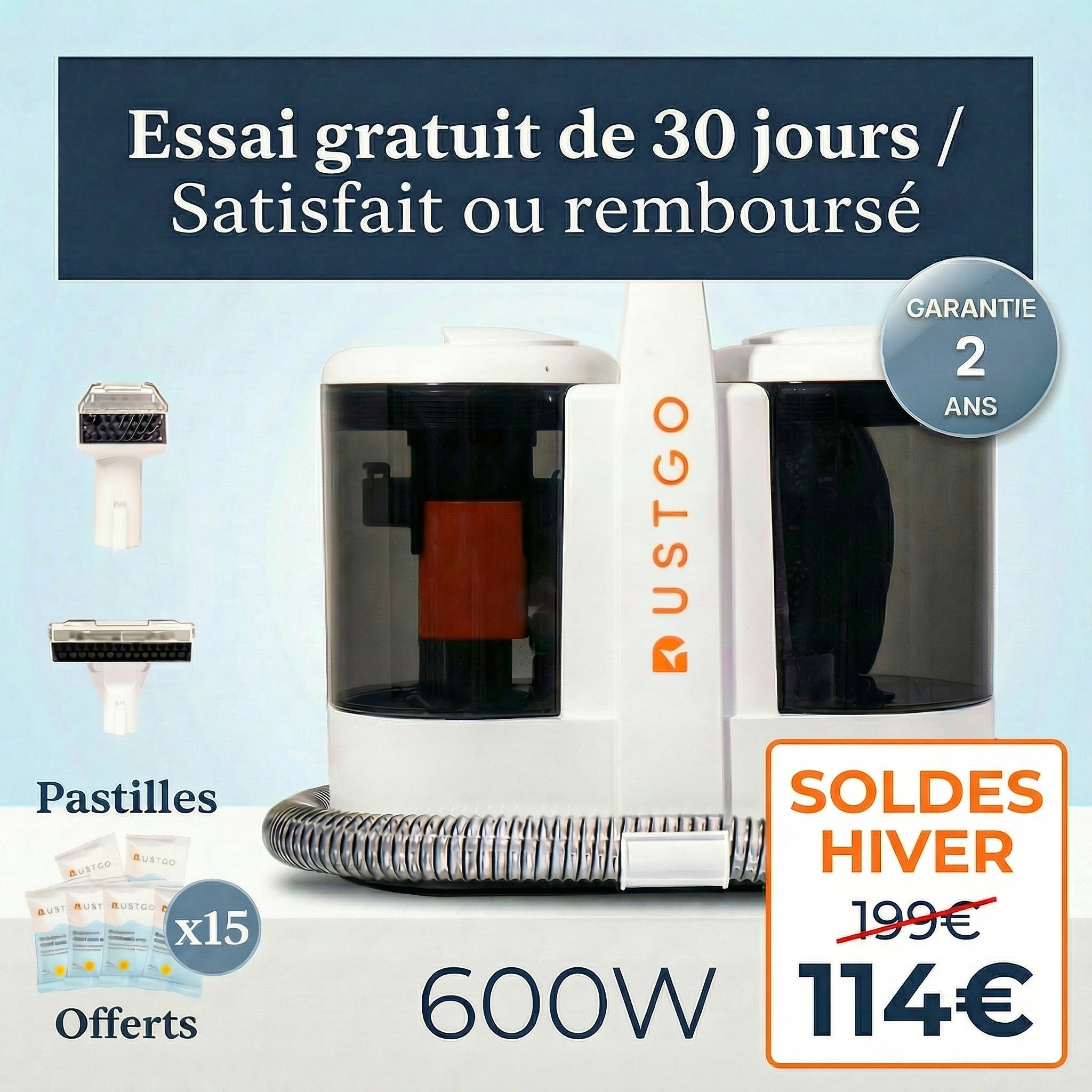 Shampouineuse Dustgo + Détergents Offerts